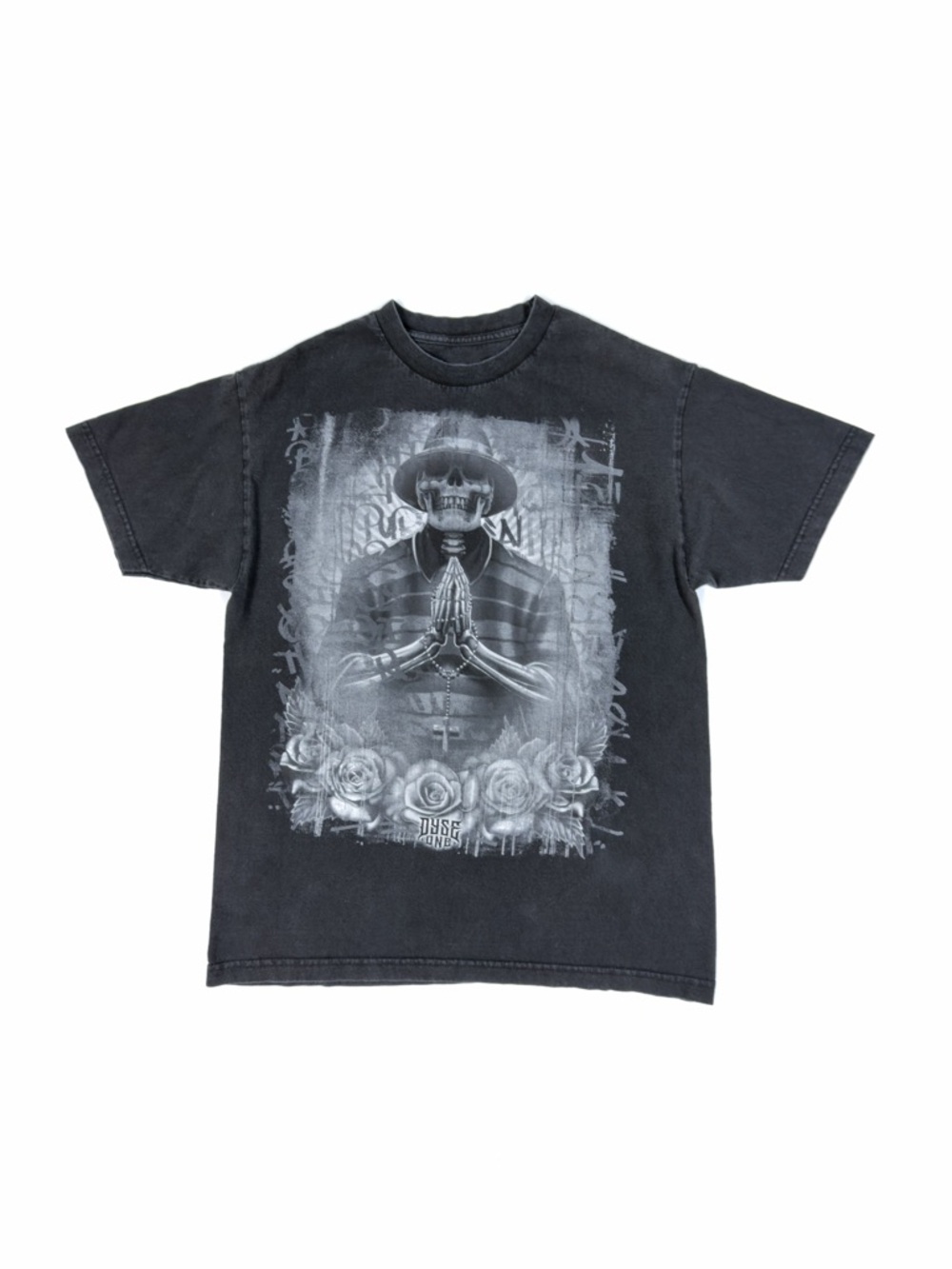 Dyse One Graphic T-Shirt Size L Chicano Streetwear Skull Goth Made in USA Black
